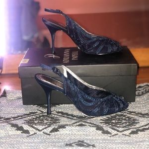 Fiji navy classic satin Adrianna Papell heels